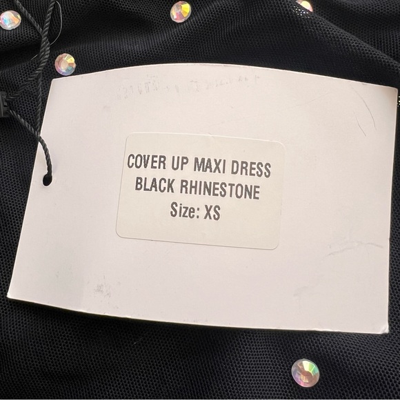 NWT Leslie Amon Ruched Crystal Mesh Midi Dress / Coverup - Picture 6 of 8